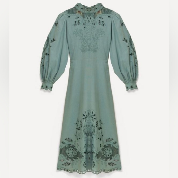 NWOT FARM RIO | $360 Broderie Anglaise Linen Blend Maxi Dress - Picture 11 of 11